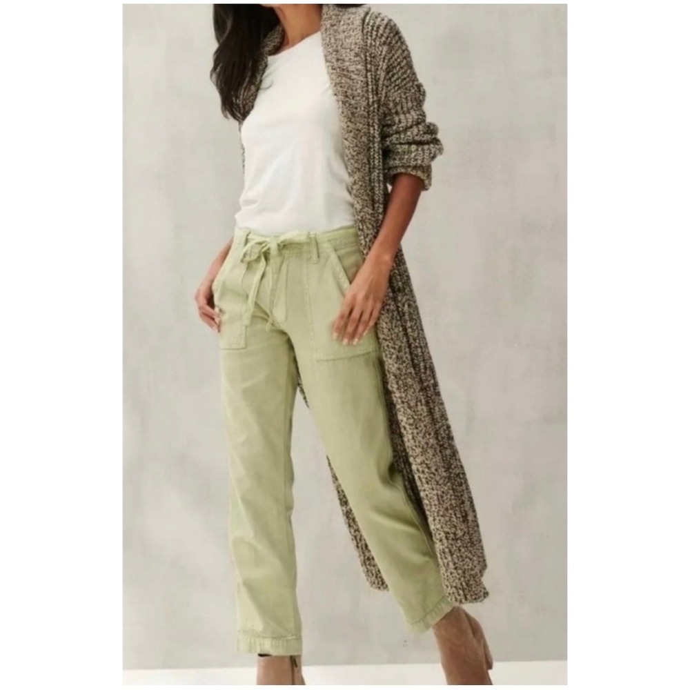 Lucky Brand Mid Rise Utility Straight Leg Pants Women 0 25 Olive Green Belted - Picture 1 of 13